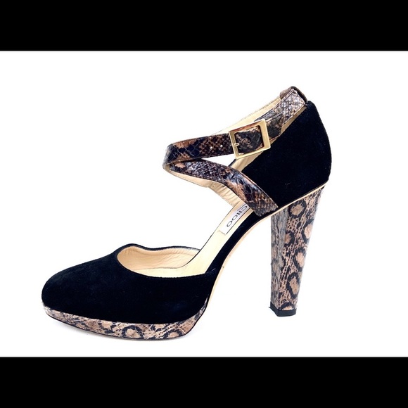 Jimmy Choo Black Suede Ankle Strap Pump Heels 7.5M